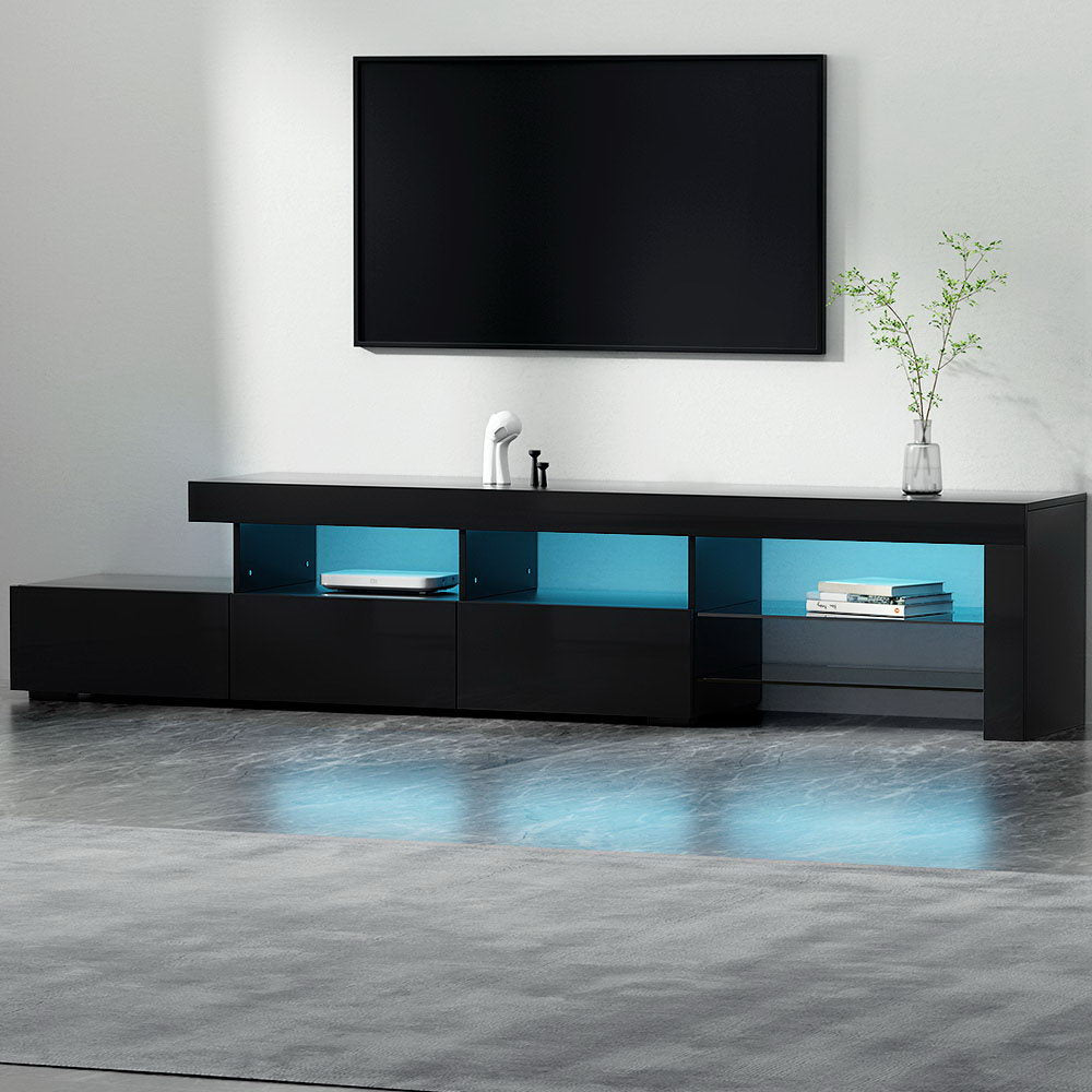 Modern TV Cabinet Entertainment Unit with LED 215cm - Black - Homecoze