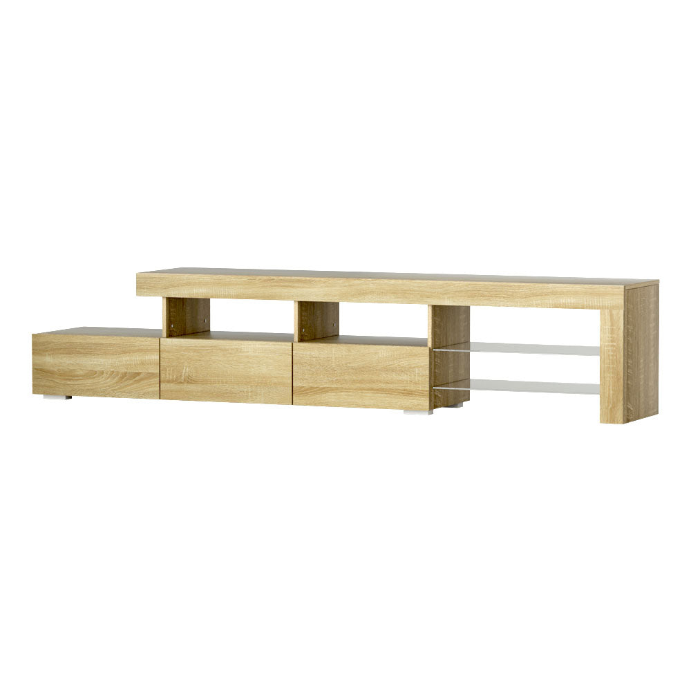 Modern TV Cabinet Entertainment Unit with LED 215cm - Pine