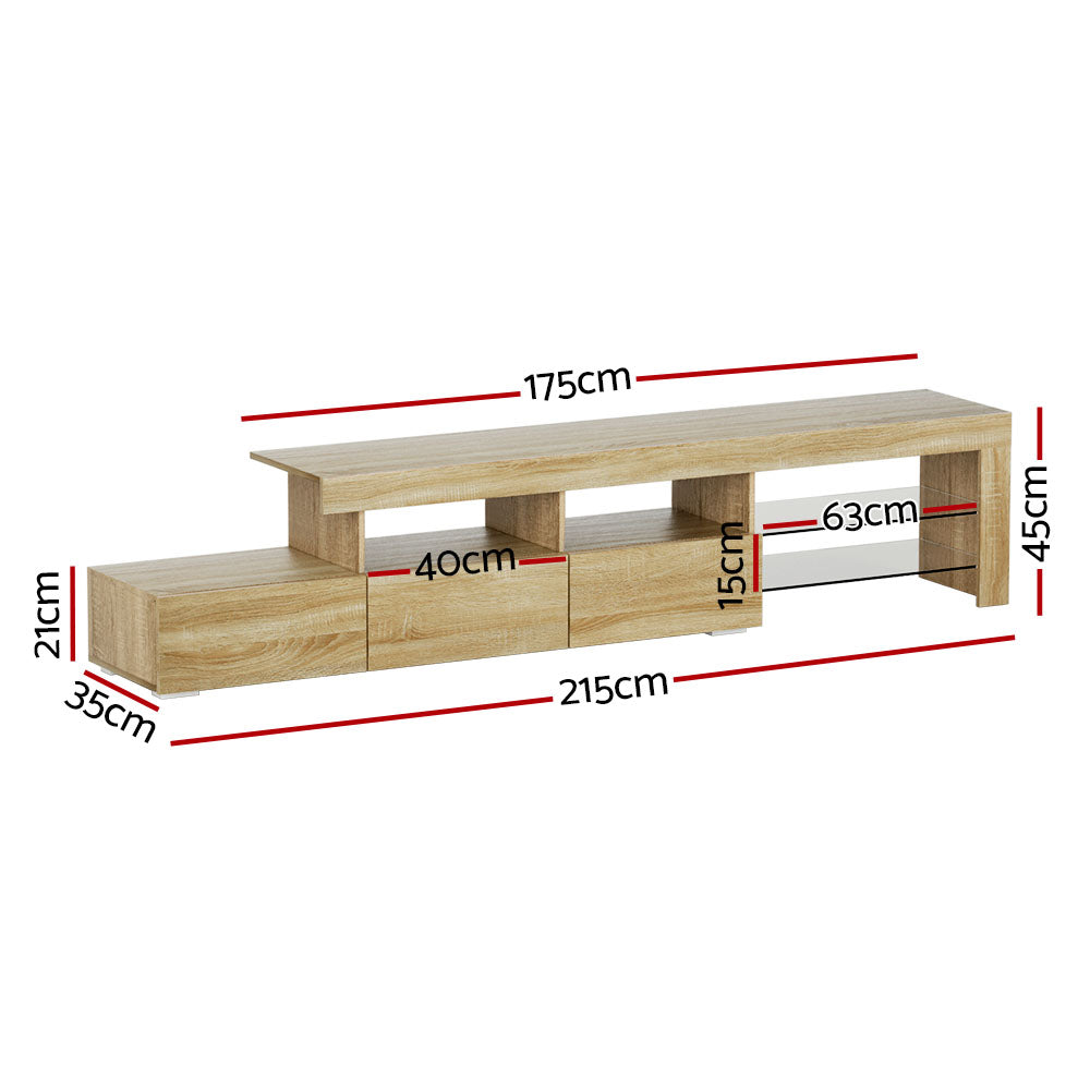 Modern TV Cabinet Entertainment Unit with LED 215cm - Pine - Homecoze