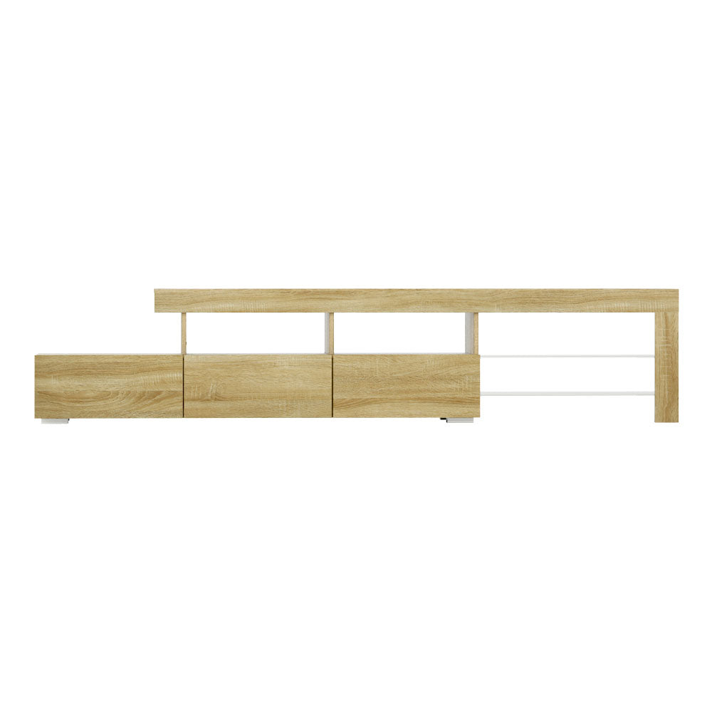 Modern TV Cabinet Entertainment Unit with LED 215cm - Pine