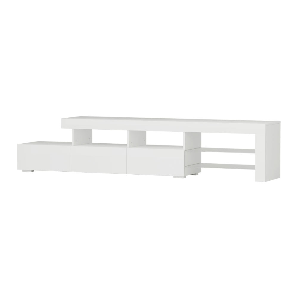 Modern TV Cabinet Entertainment Unit with LED 215cm - White - Homecoze