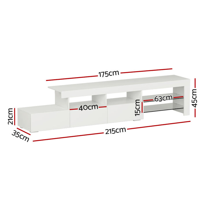 Modern TV Cabinet Entertainment Unit with LED 215cm - White