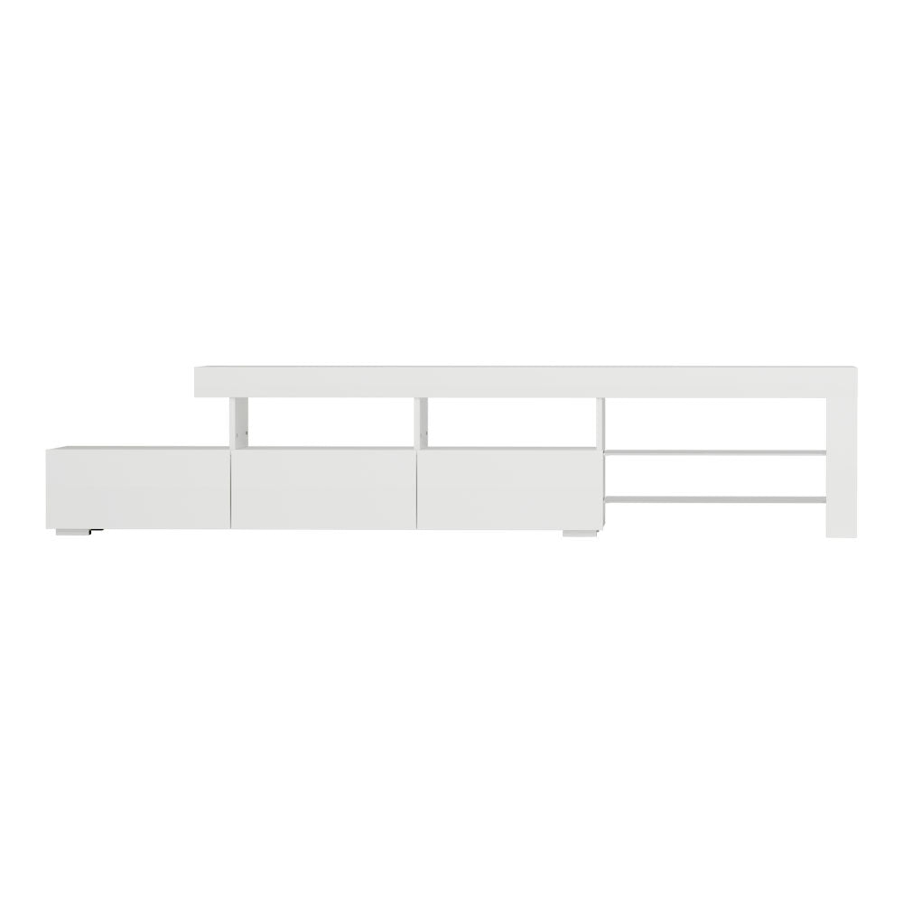 Modern TV Cabinet Entertainment Unit with LED 215cm - White - Homecoze