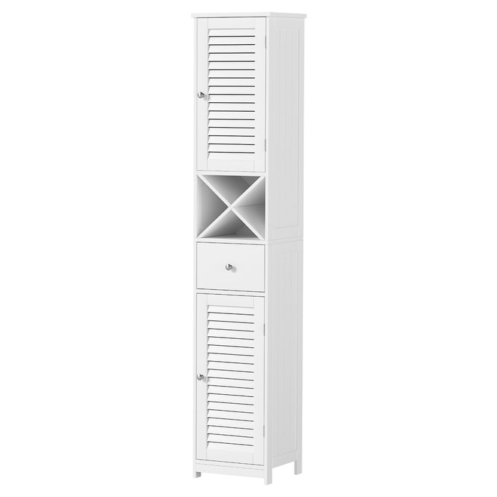 Artiss Bathroom Storage Cabinet 170cm Tall Slim Organiser Toilet Corner Adjustable Shelf Louver Door White - Homecoze