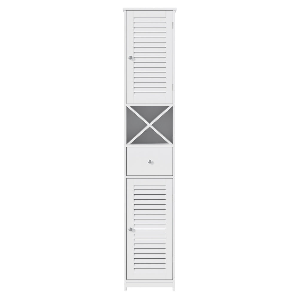 Artiss Bathroom Storage Cabinet 170cm Tall Slim Organiser Toilet Corner Adjustable Shelf Louver Door White - Homecoze