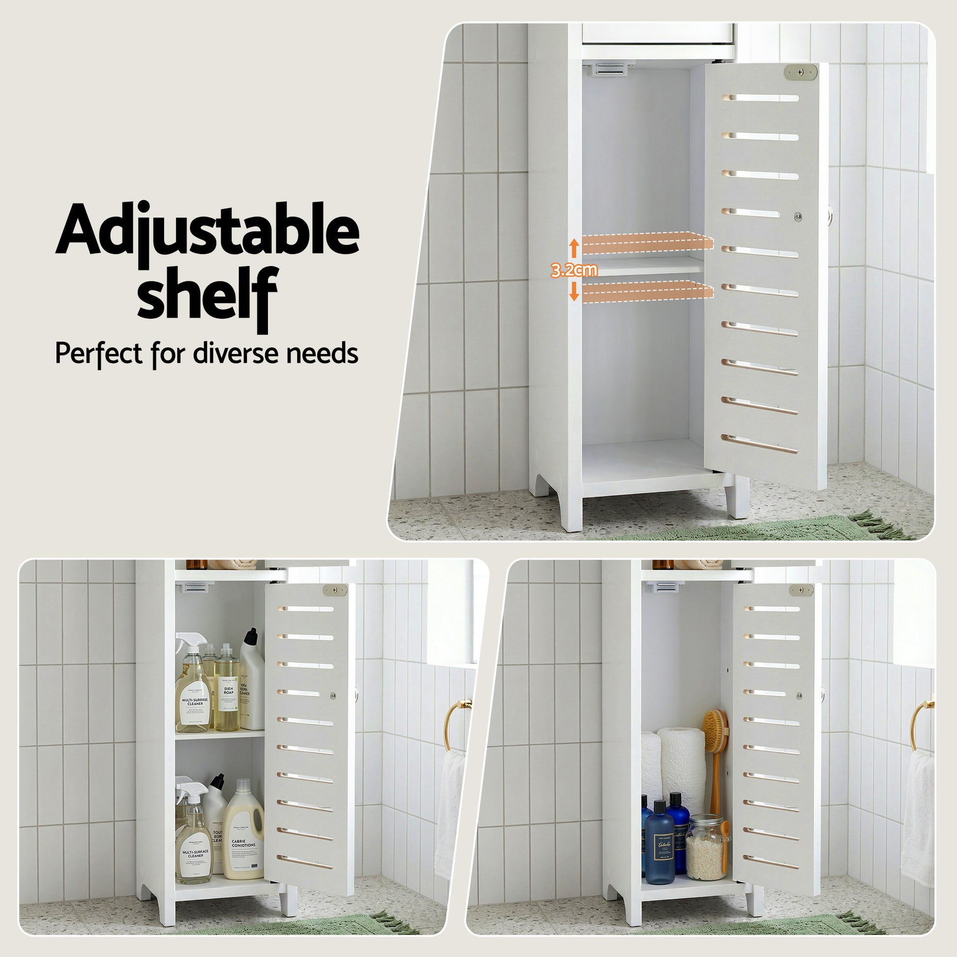 Artiss Bathroom Storage Cabinet 3-Tier Slim Toilet Paper Holder Organizer White - Homecoze