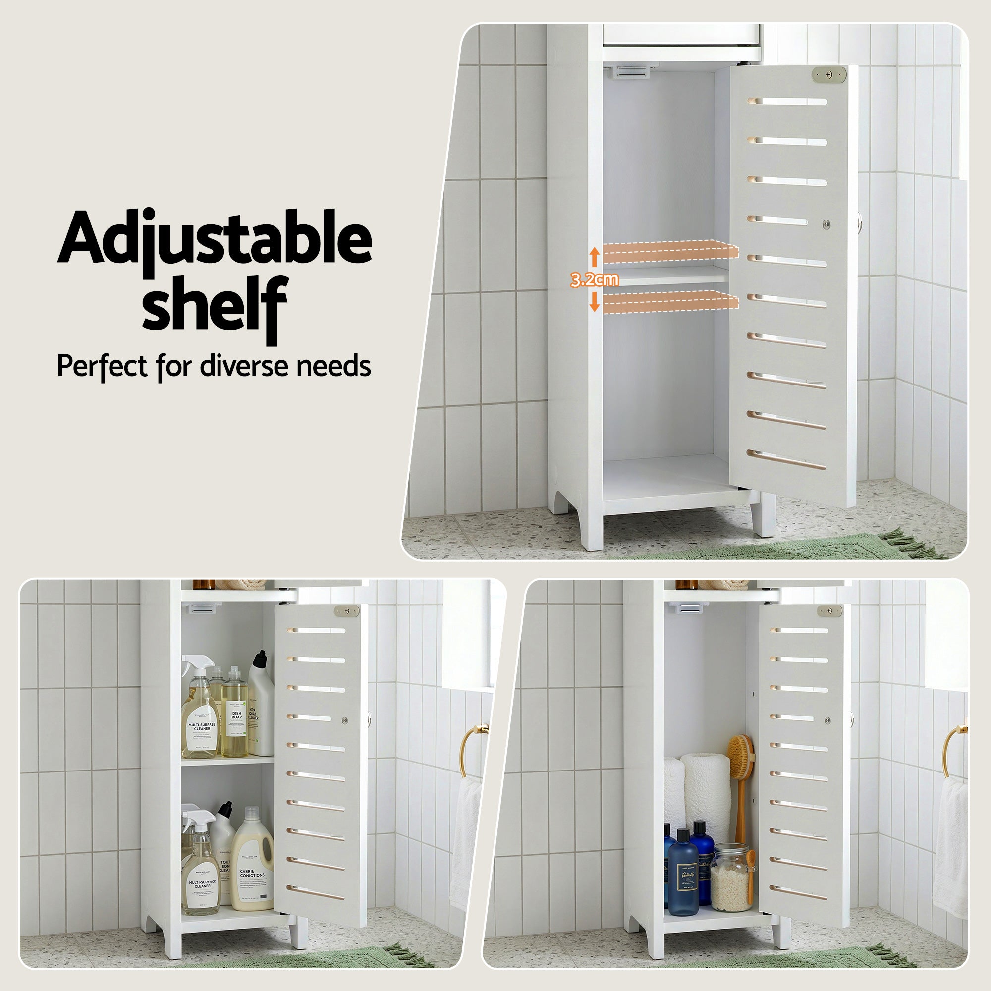 Artiss Bathroom Storage Cabinet 3-Tier Slim Toilet Paper Holder Organizer White - Homecoze