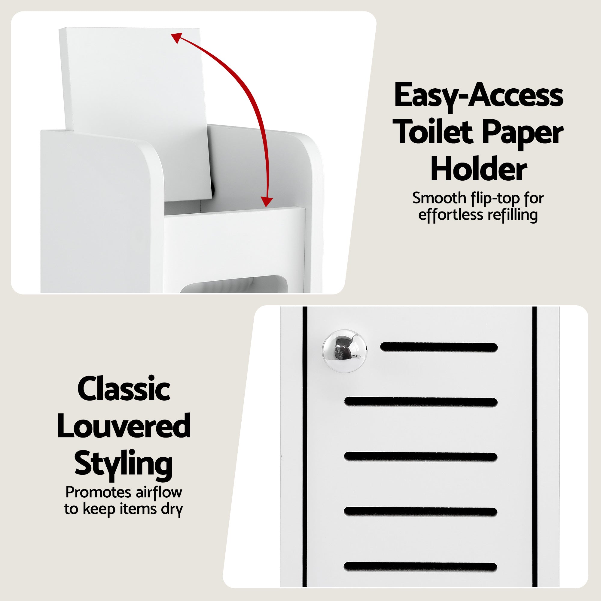 Artiss Bathroom Storage Cabinet 3-Tier Slim Toilet Paper Holder Organizer White - Homecoze