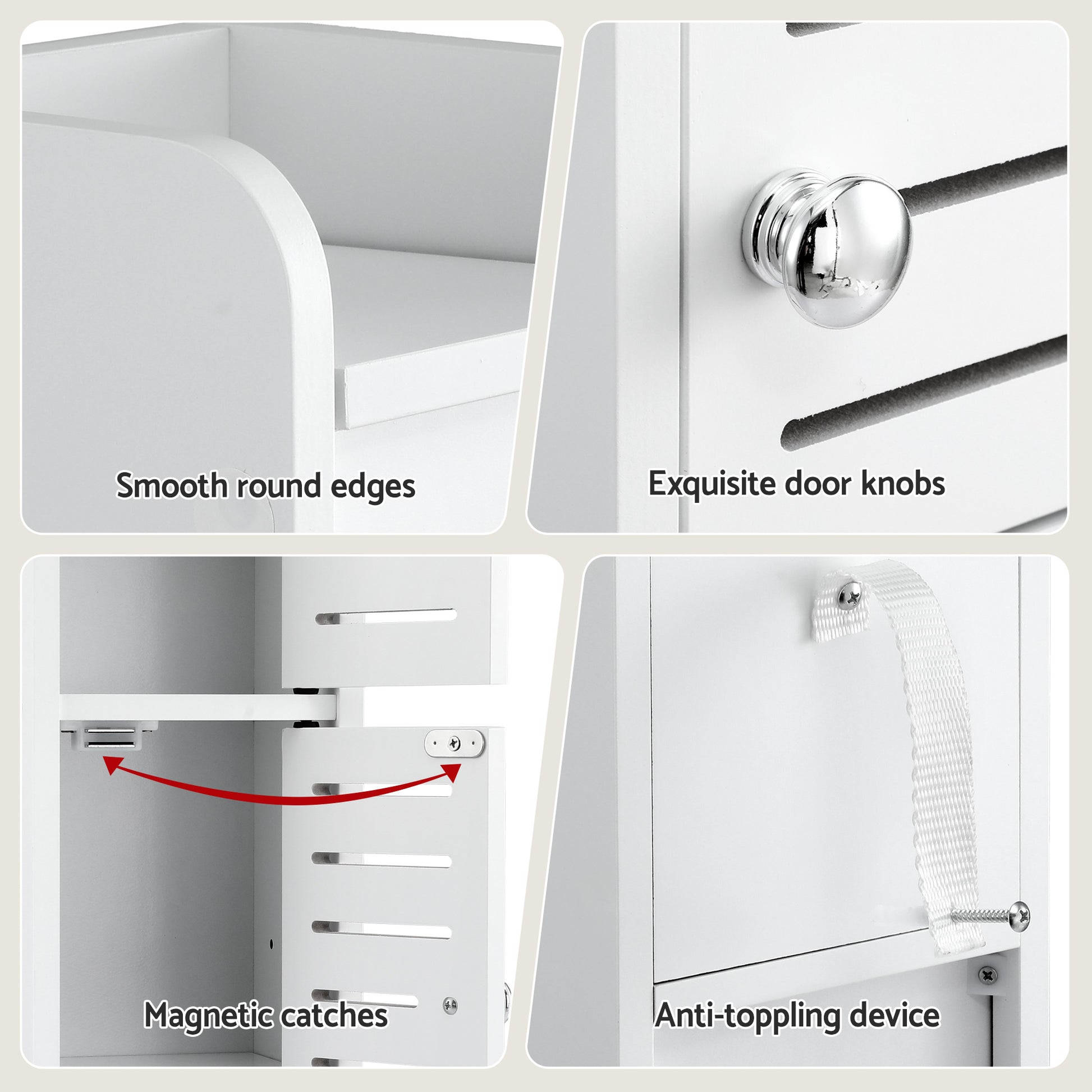 Artiss Bathroom Storage Cabinet 3-Tier Slim Toilet Paper Holder Organizer White - Homecoze