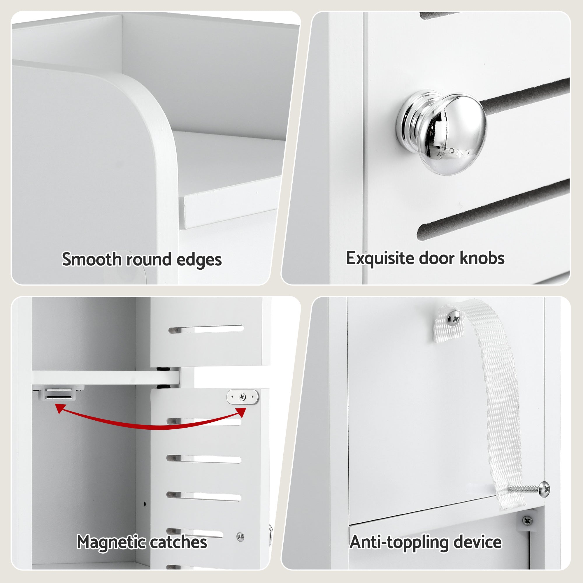 Artiss Bathroom Storage Cabinet 3-Tier Slim Toilet Paper Holder Organizer White - Homecoze