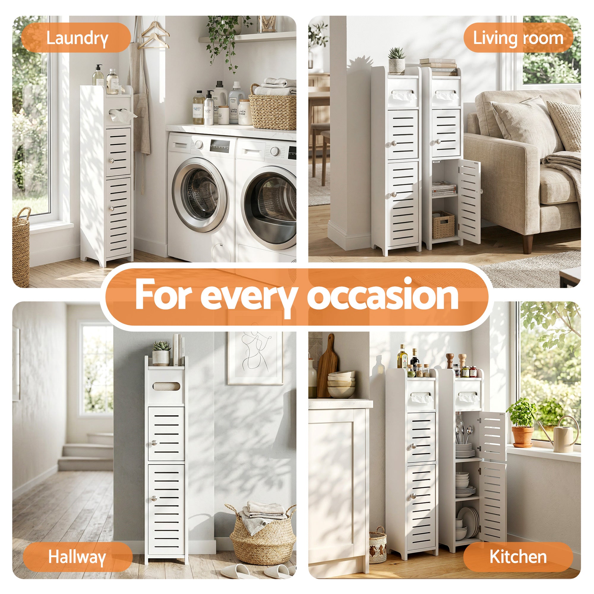 Artiss Bathroom Storage Cabinet 3-Tier Slim Toilet Paper Holder Organizer White - Homecoze