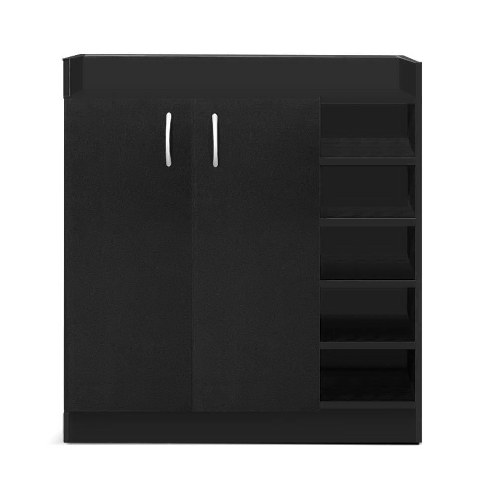 2 Door Shoe Cabinet Storage Cupboard - Black - Homecoze