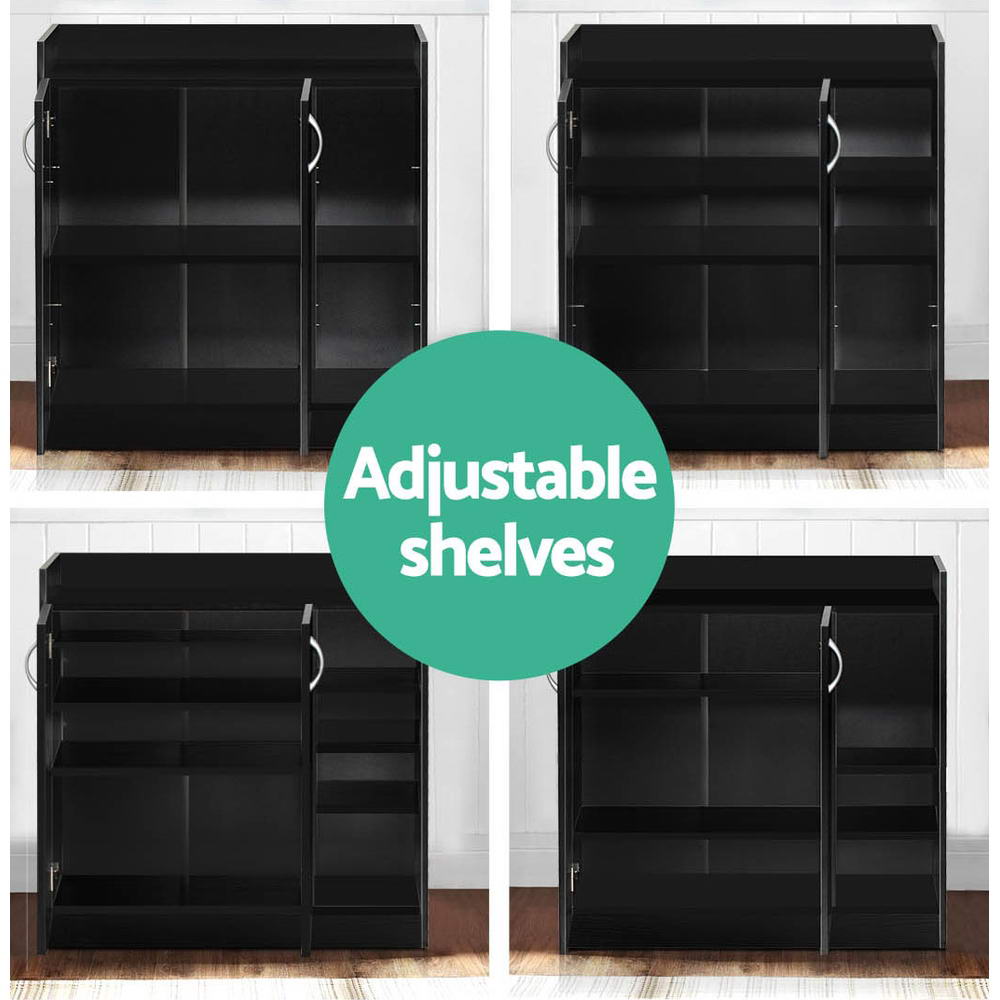 2 Door Shoe Cabinet Storage Cupboard - Black - Homecoze