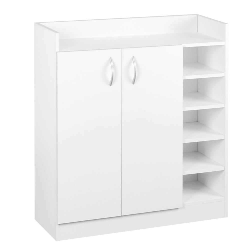 2 Doors Shoe Cabinet Storage Cupboard - White - Homecoze