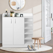 2 Doors Shoe Cabinet Storage Cupboard - White - Homecoze