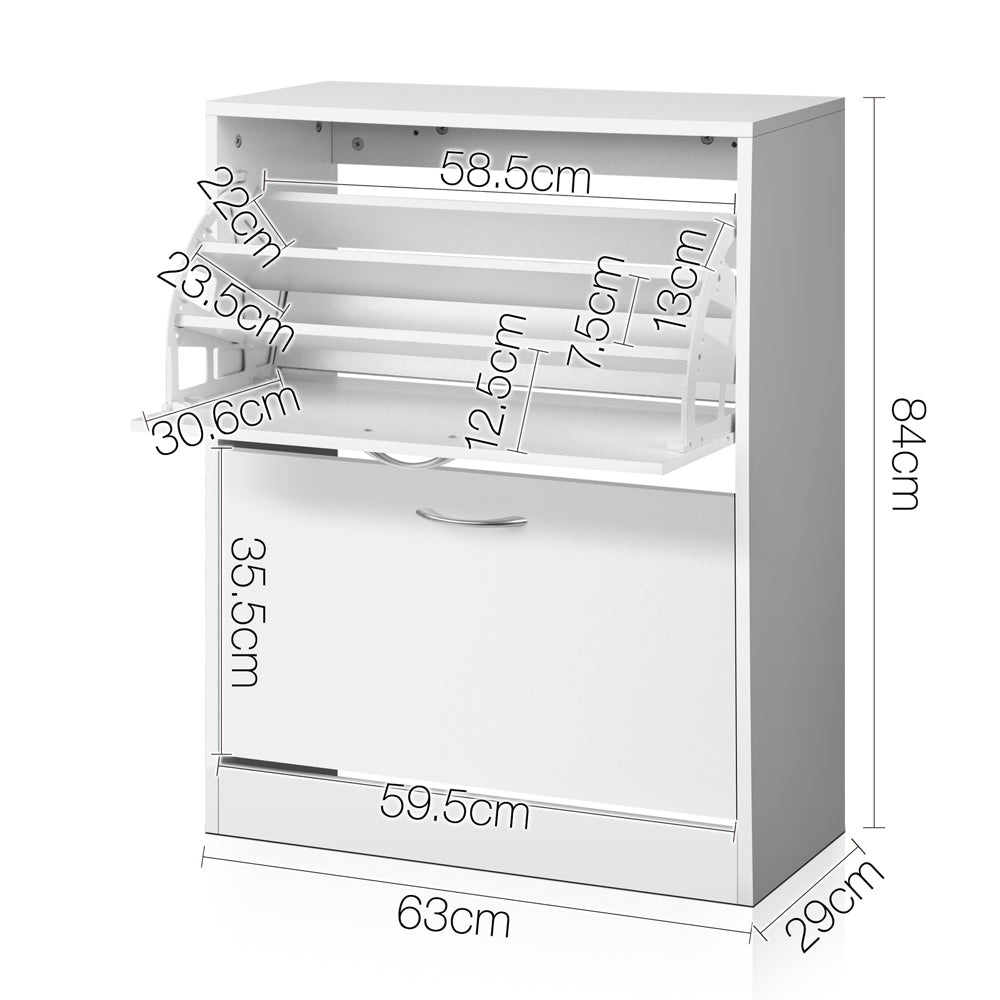 2 Door Shoe Cabinet - White - Homecoze