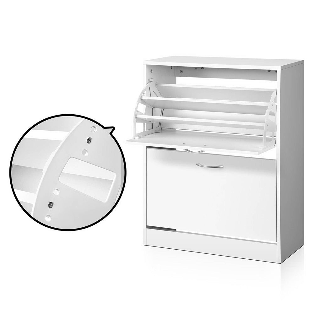 2 Door Shoe Cabinet - White - Homecoze