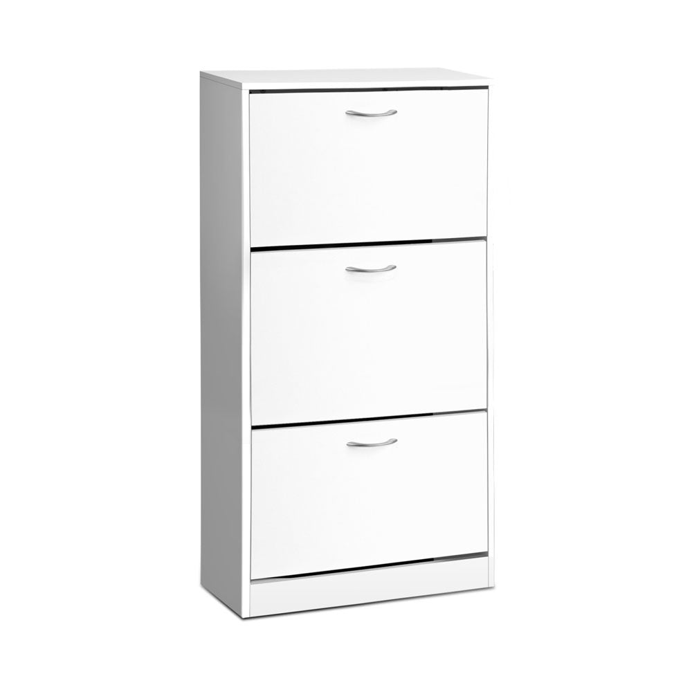 3 Tier Shoe Cabinet - White - Homecoze