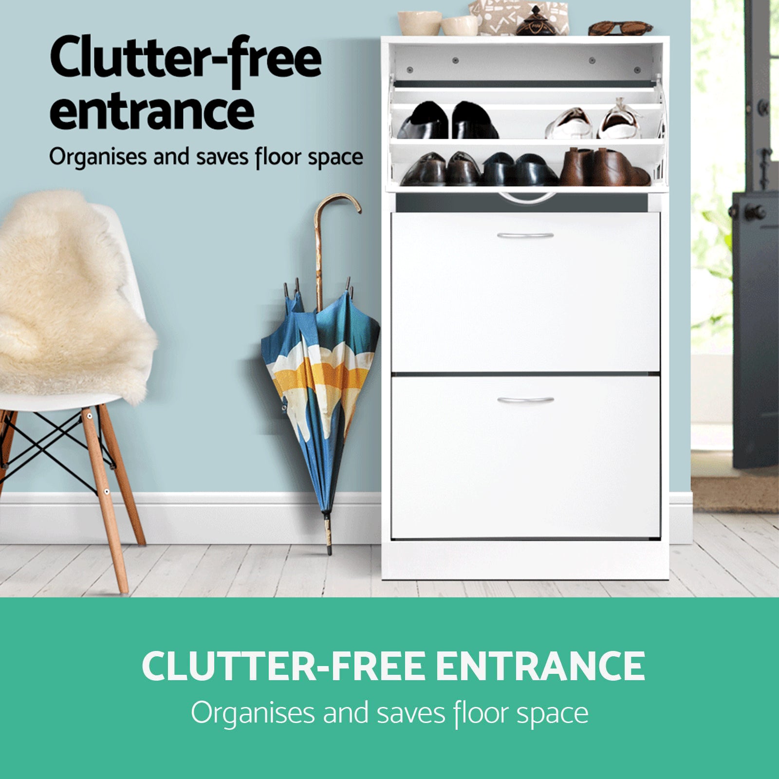 3 Tier Shoe Cabinet - White - Homecoze