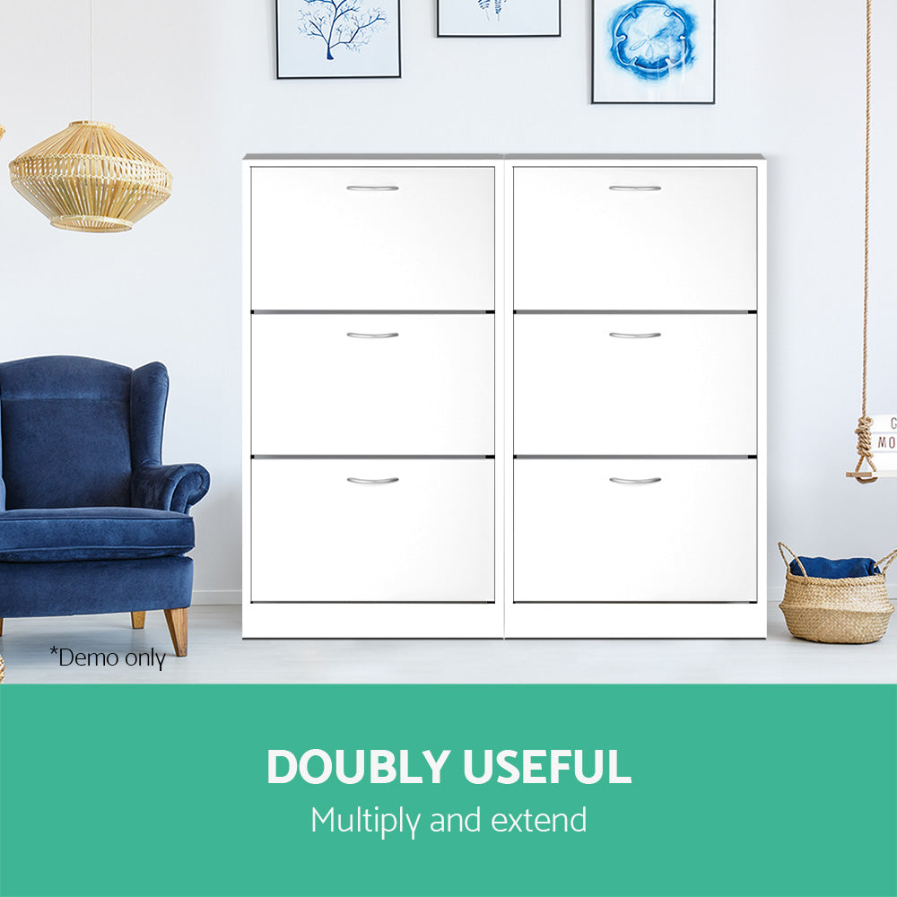 3 Tier Shoe Cabinet - White - Homecoze