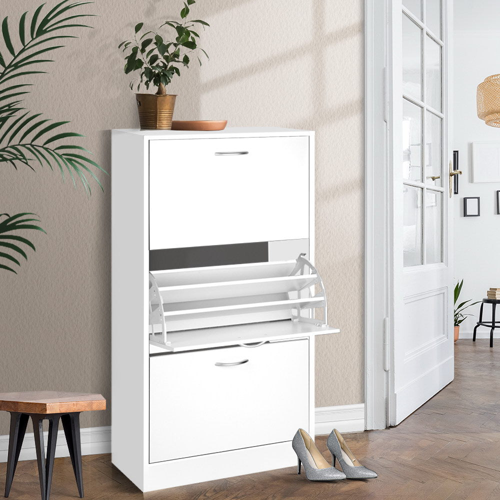 3 Tier Shoe Cabinet - White - Homecoze