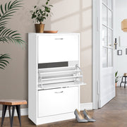3 Tier Shoe Cabinet - White - Homecoze