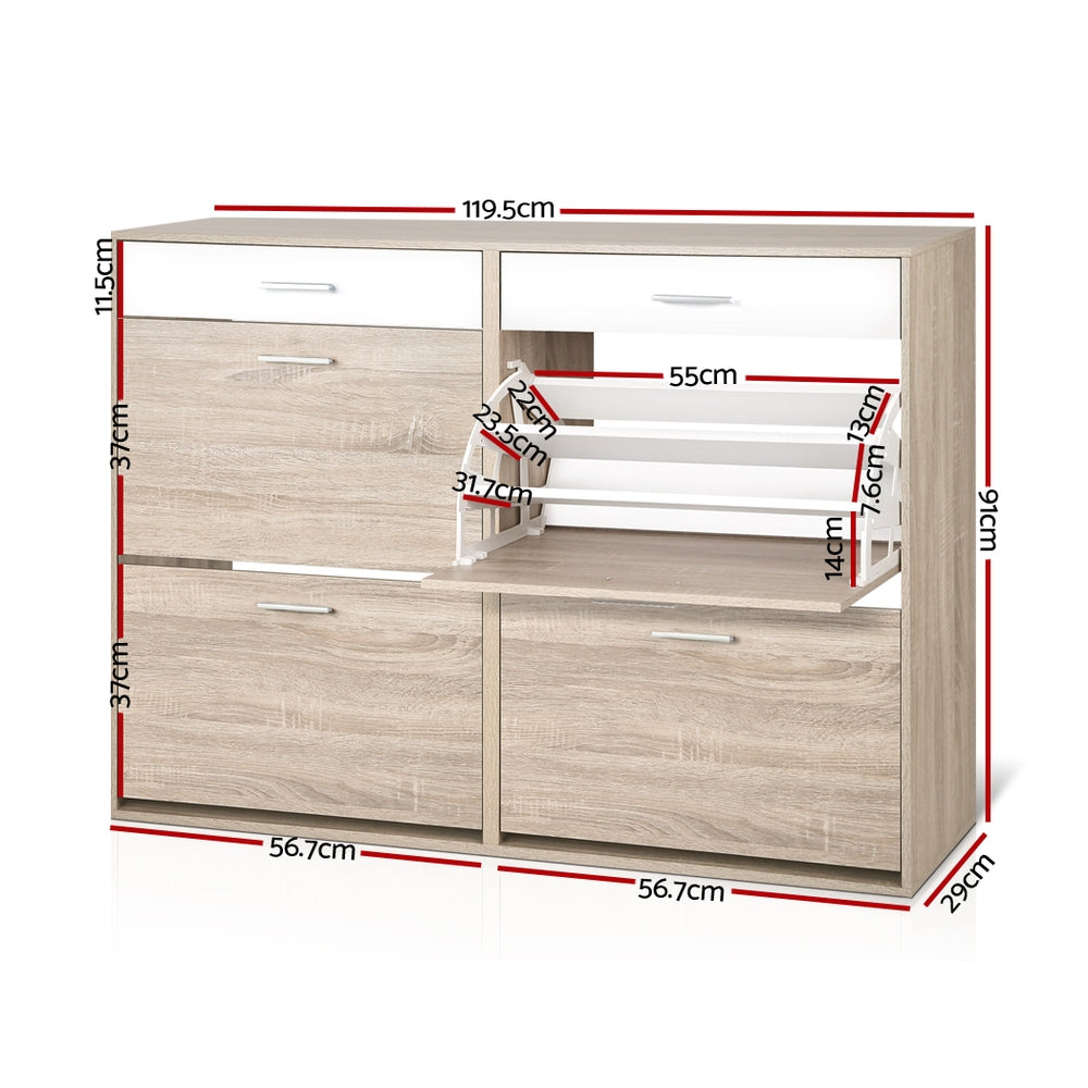 2 Tier Shoe Cabinet - Wood - Homecoze