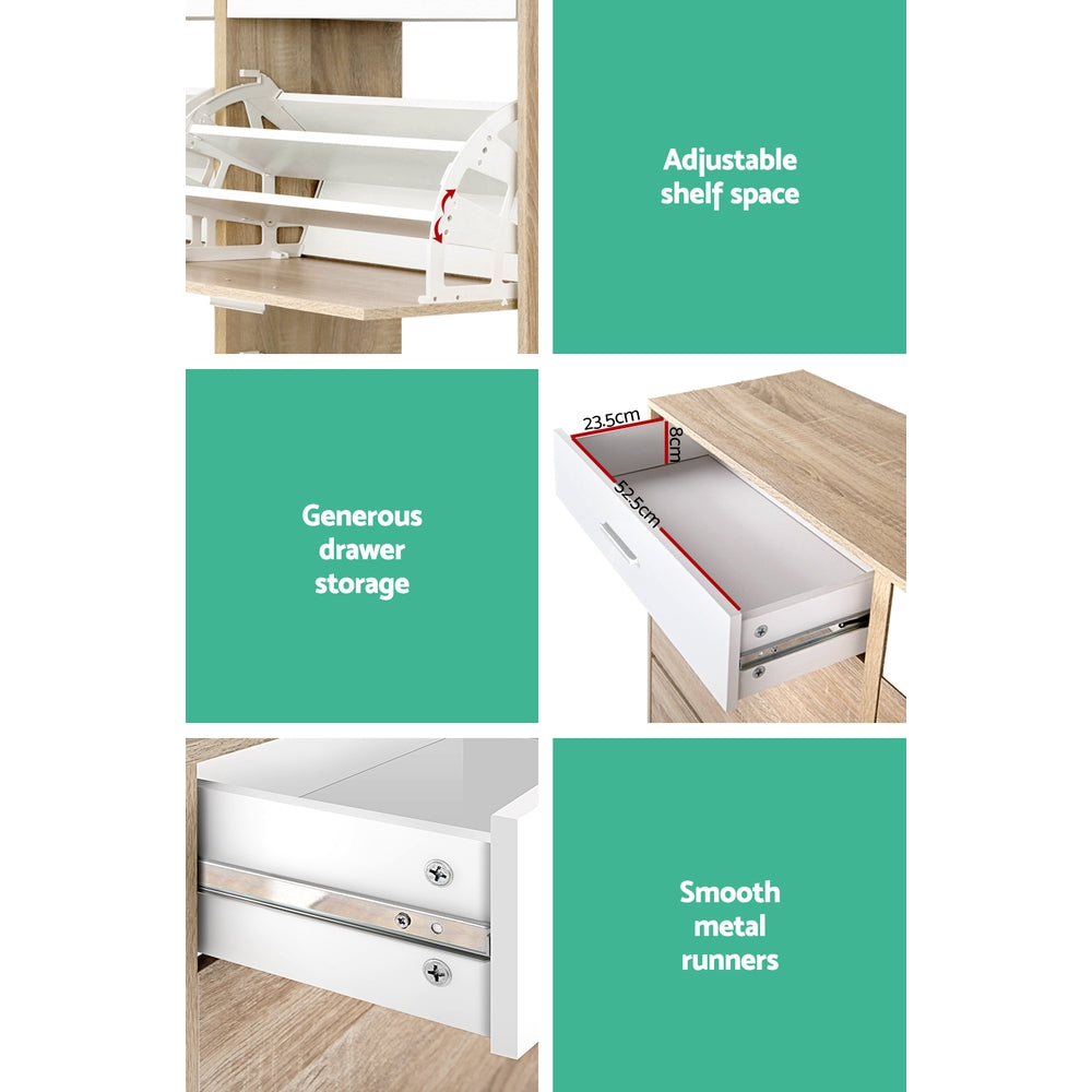 2 Tier Shoe Cabinet - Wood - Homecoze