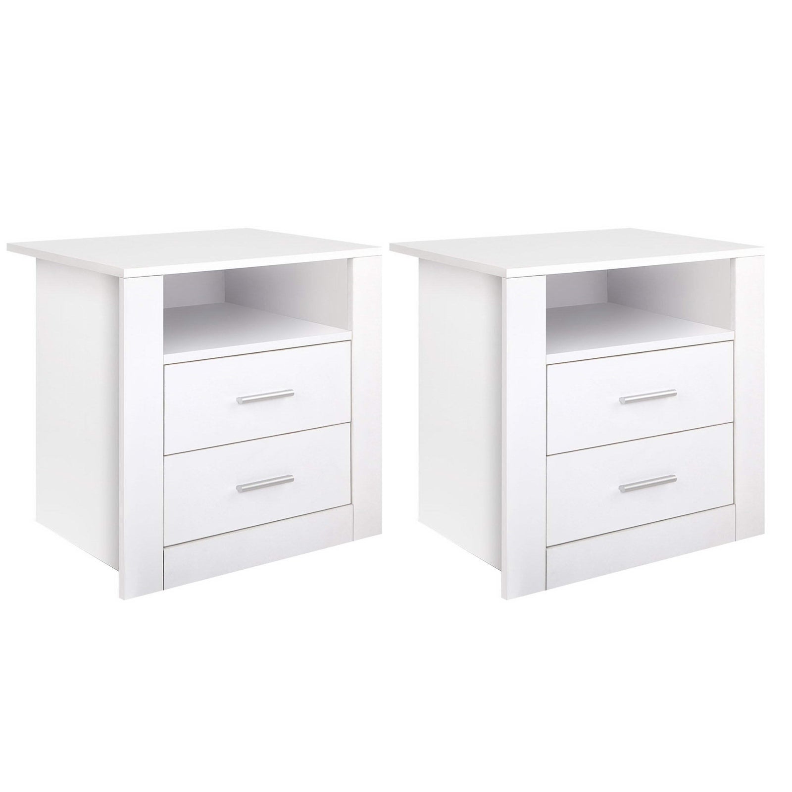 Artiss 2 X Bedside Table 2 Drawers with Shelf - TARA White - Homecoze