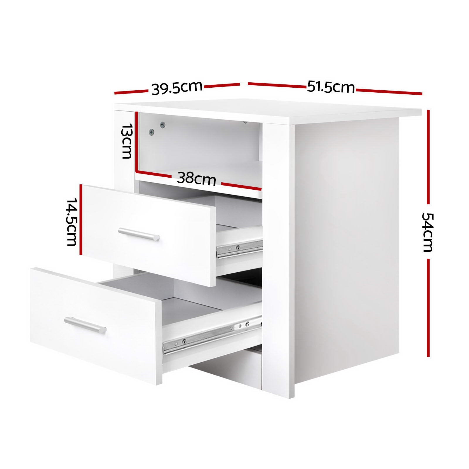 Artiss 2 X Bedside Table 2 Drawers with Shelf - TARA White - Homecoze