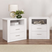Artiss 2 X Bedside Table 2 Drawers with Shelf - TARA White - Homecoze