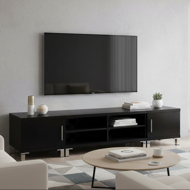 Entertainment Unit with Cabinets - Black - Homecoze