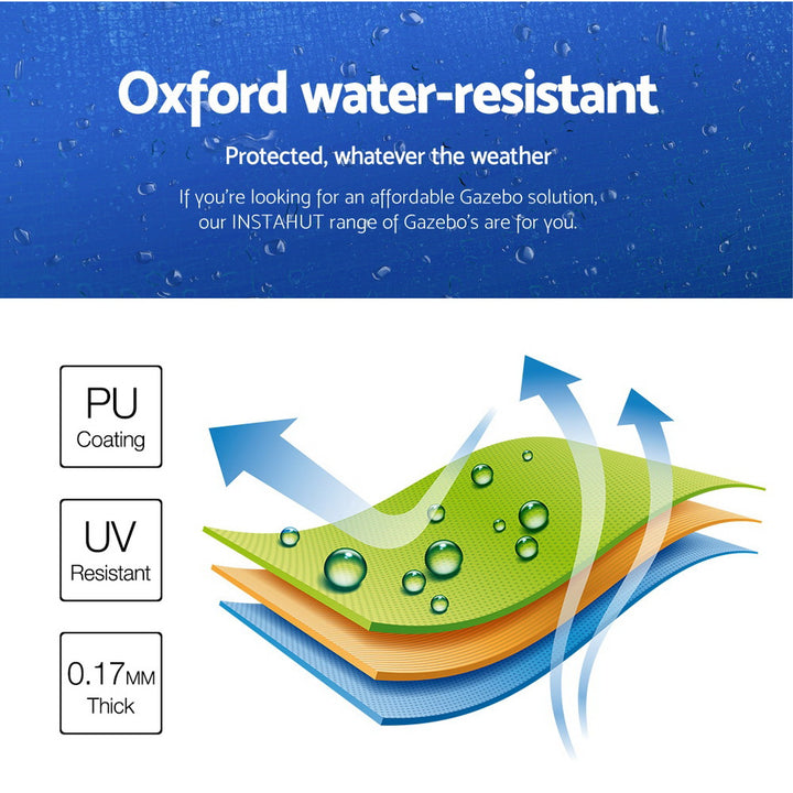 Gazebo Marquee 3x6m with Side Walls Kit Folding Outdoor Canopy Shade Tent - Blue - Homecoze