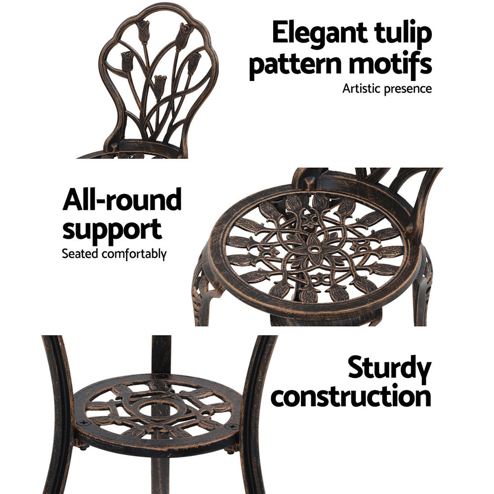 Louvre 2-Seater Tulip Outdoor Bistro Set – Bronze
