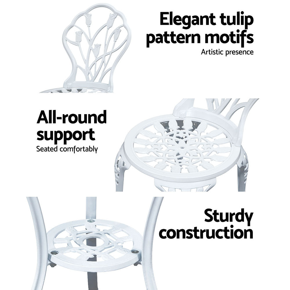 Louvre 2-Seater Tulip Outdoor Bistro Set – White