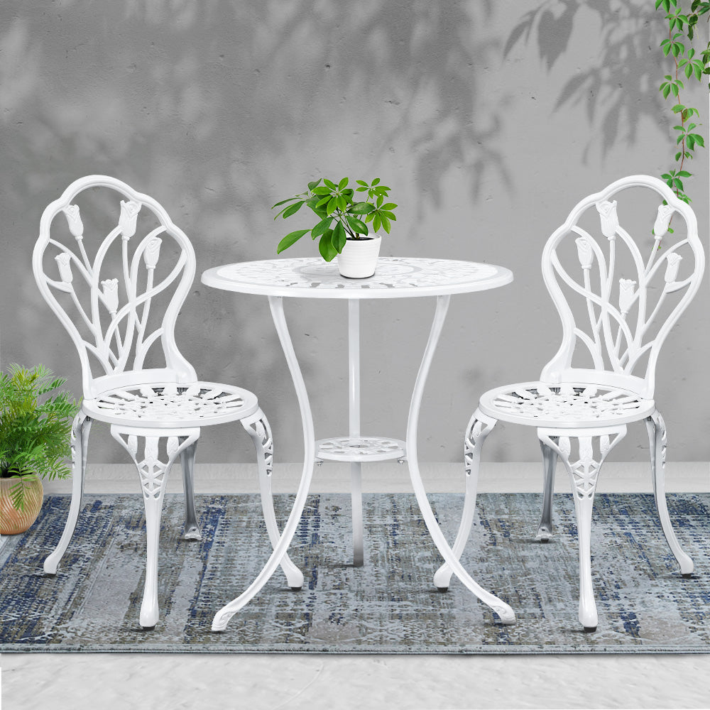 Louvre 2-Seater Tulip Outdoor Bistro Set – White