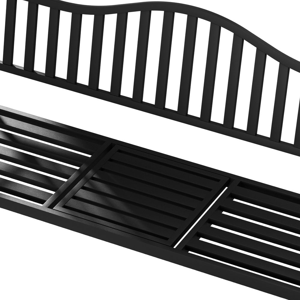 Outdoor Garden Bench Love Seat Chair with Foldable Popup Table - Black - Homecoze