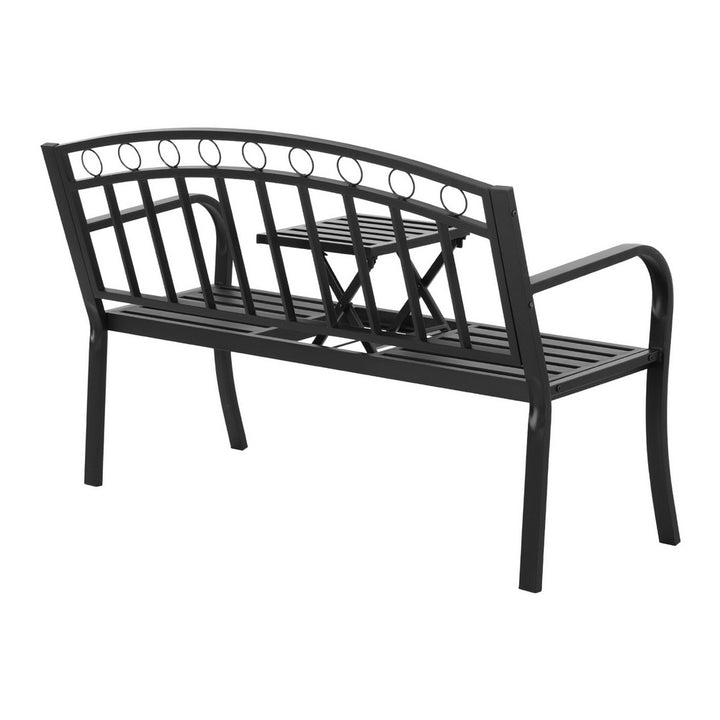 Gardeon Outdoor Garden Bench Seat Loveseat Steel Foldable Table Patio Furniture Black - Homecoze