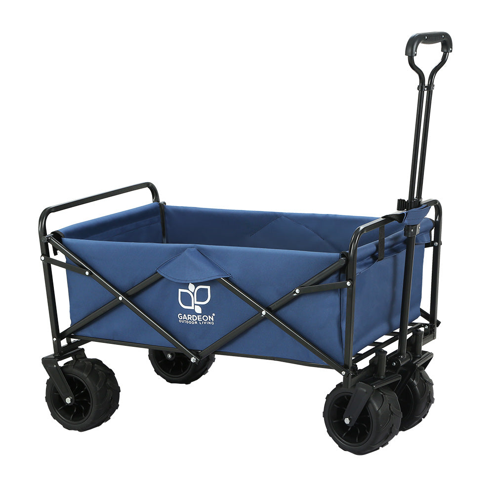 Garden Cart Folding Beach Trolley - Blue - Homecoze