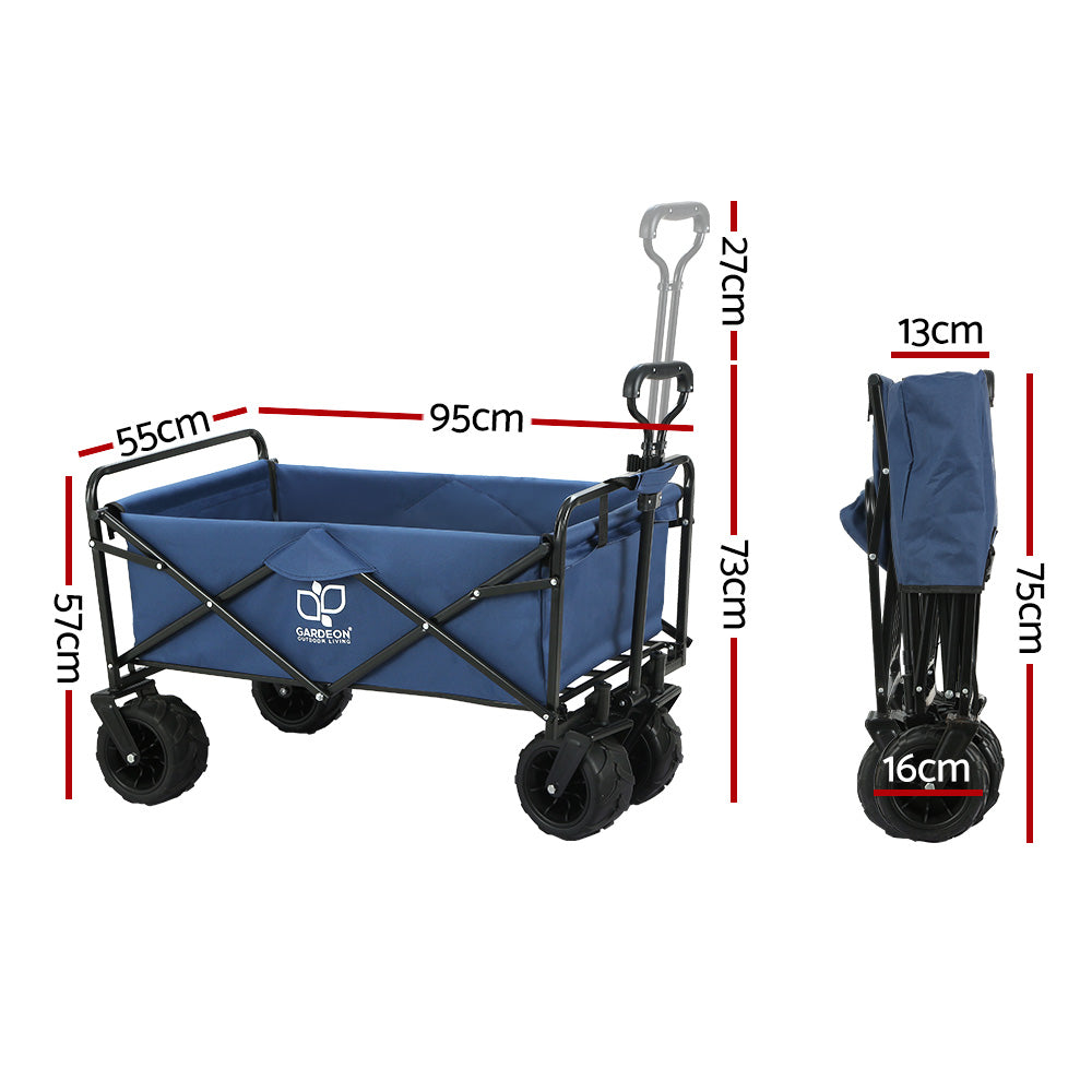 Garden Cart Folding Beach Trolley - Blue - Homecoze