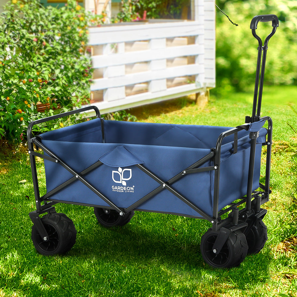 Garden Cart Folding Beach Trolley - Blue - Homecoze