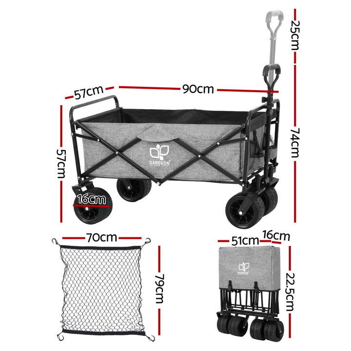 Gardeon Garden Cart with Cargo Net Grey - Homecoze
