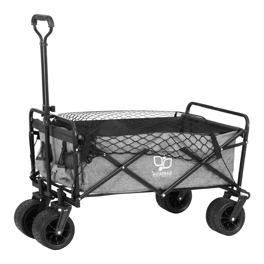 Gardeon Garden Cart with Cargo Net Grey - Homecoze