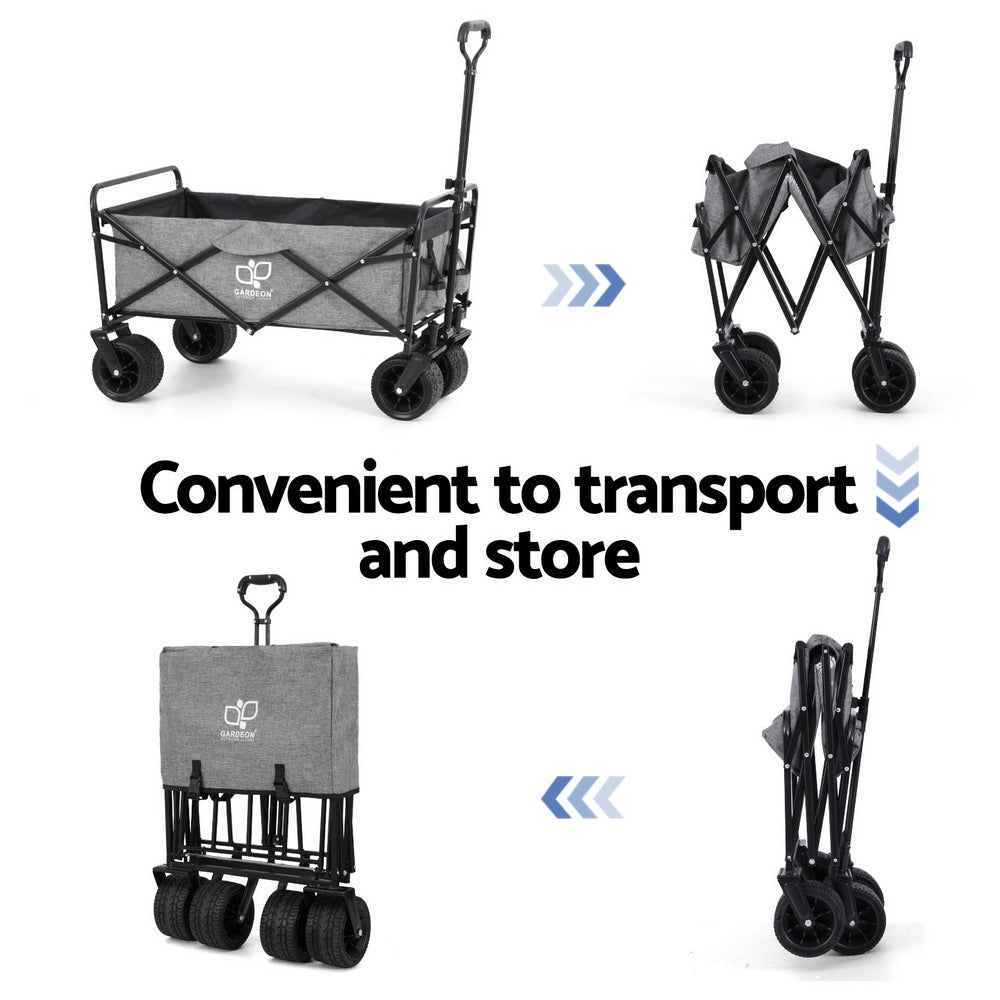 Gardeon Garden Cart with Cargo Net Grey - Homecoze