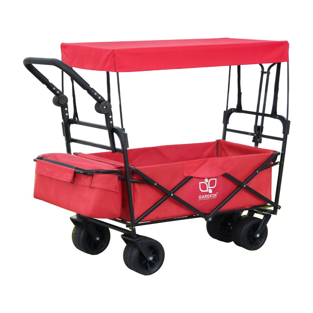 Gardeon Garden Cart with Removable Canopy Red - Homecoze