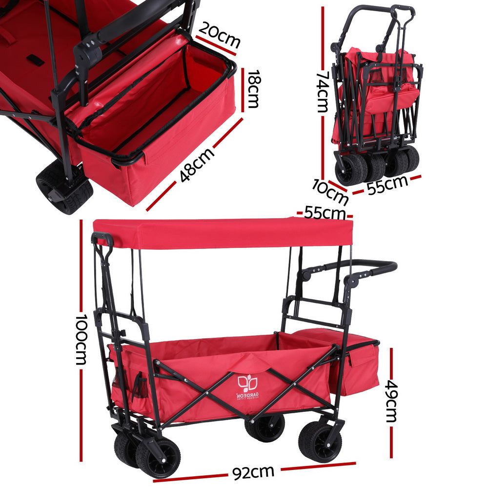 Gardeon Garden Cart with Removable Canopy Red - Homecoze