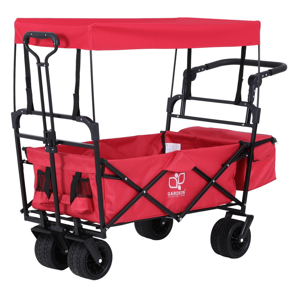 Gardeon Garden Cart with Removable Canopy Red - Homecoze