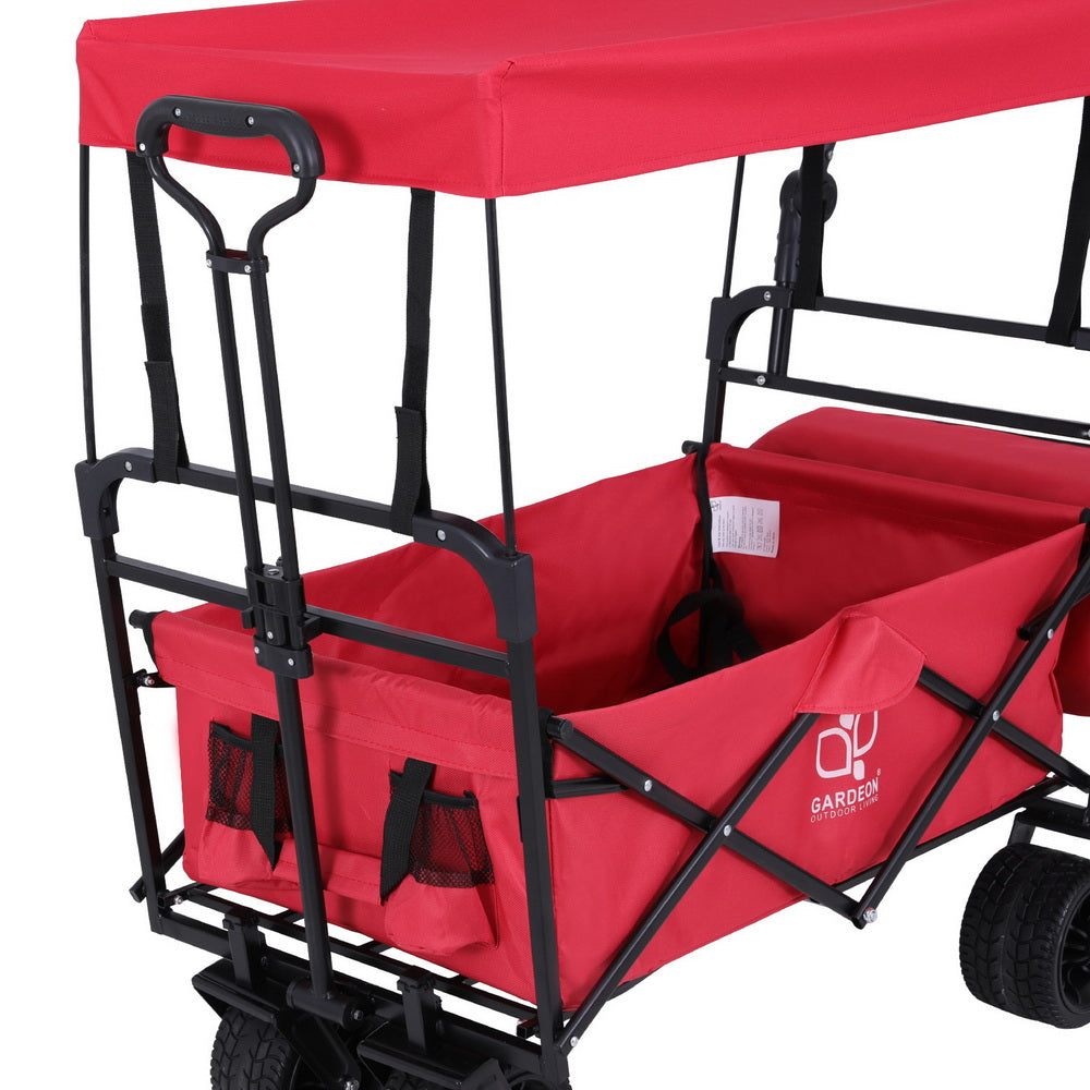 Gardeon Garden Cart with Removable Canopy Red - Homecoze