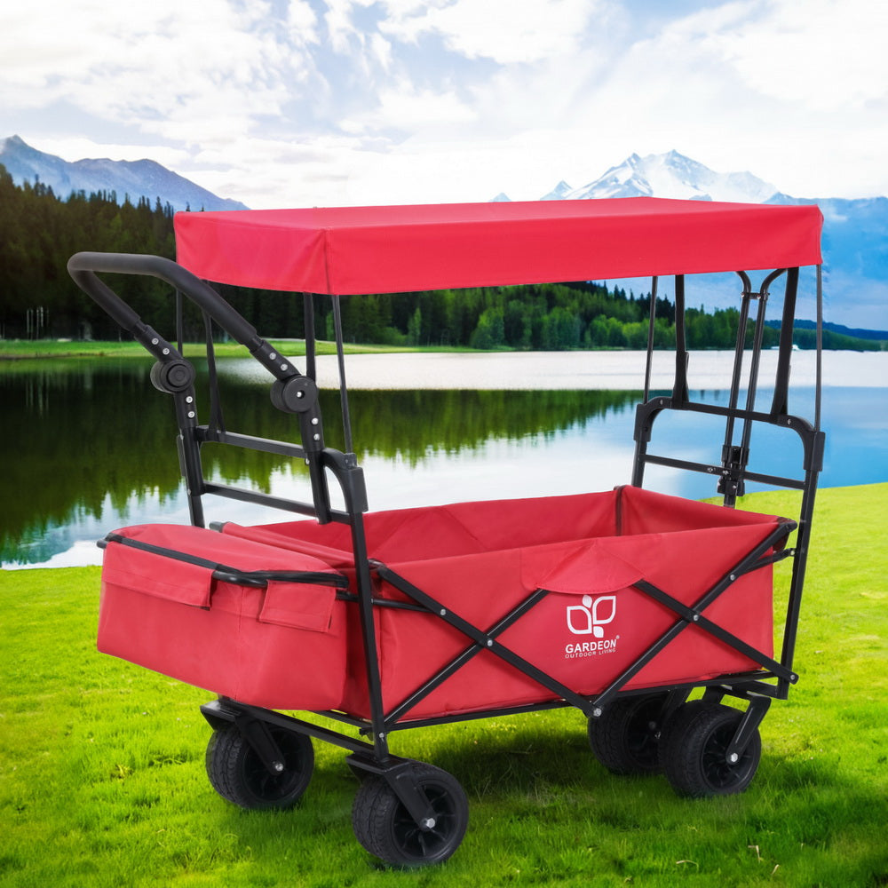 Gardeon Garden Cart with Removable Canopy Red - Homecoze