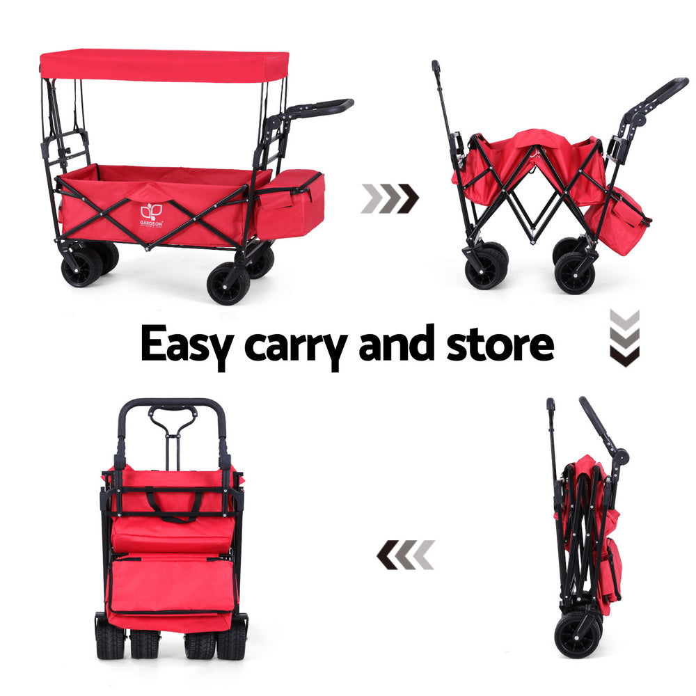 Gardeon Garden Cart with Removable Canopy Red - Homecoze